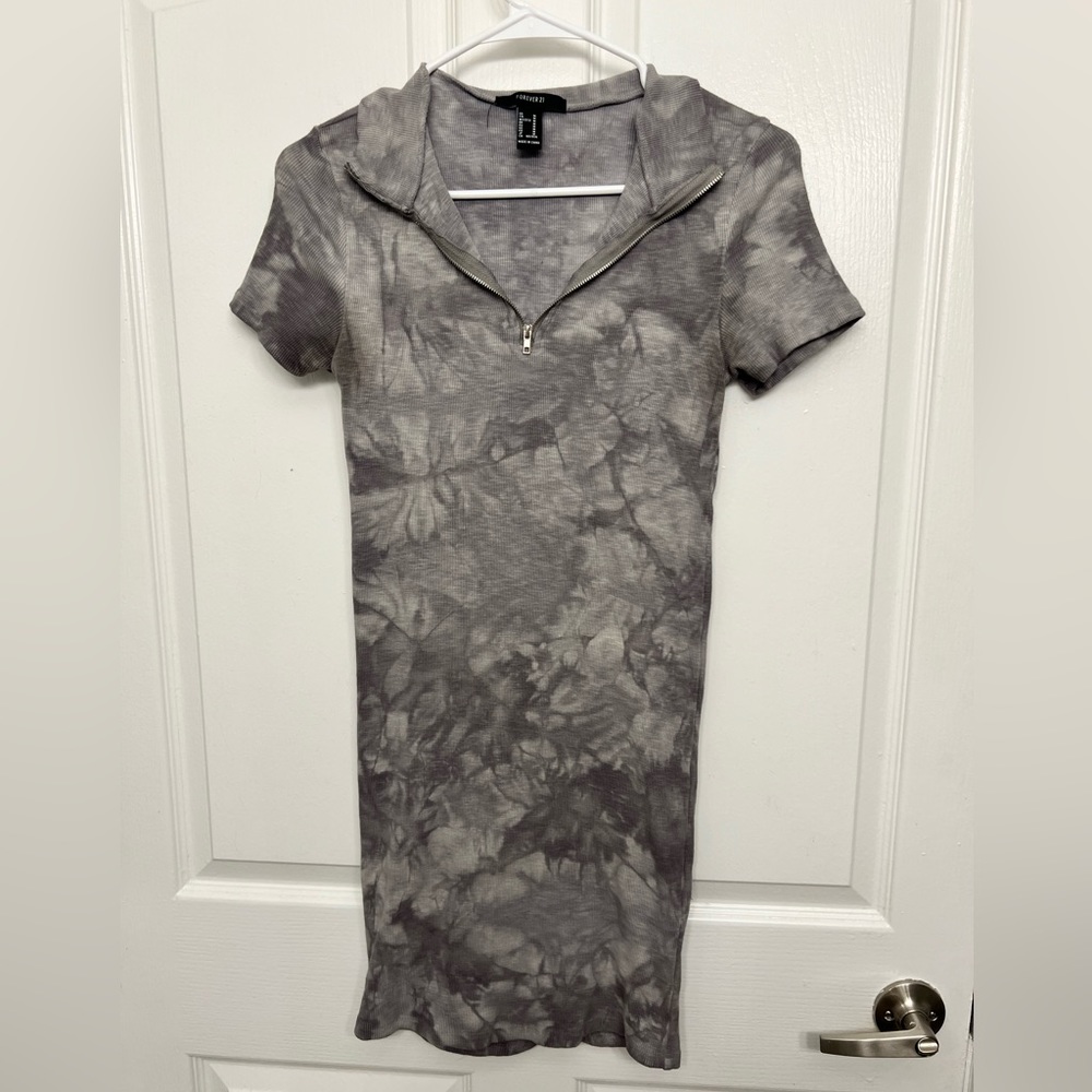 Grey tie dye bodycon mini dress